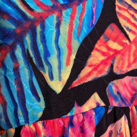 Brand New! Tiffany & Grey Multi-Colored Leaves Print Short Sleeve Dress Sz Small - Picture 8 of 9